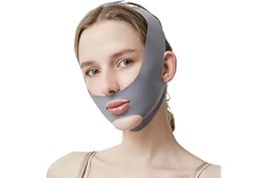MKVZIYE maschera lifting doppio mento,maschera riutilizzabile a V, maschera lifting v,Può essere utilizzato in qualsiasi momento,grigio