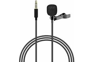 OOYES 3.5mm Lavalier Microphone, Omnidirectional Condenser Mic Professional Grade with Easy Clip on System, Wired Clip on Microphone Suitable For PC Smart-phones And Camera Recording