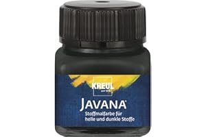 Kreul 90961 - Vernice per tessuti Javana per tessuti chiari e scuri, 20 ml nero vetro, carattere pastoso, per timbrare e stenografare, lavabile dopo il fissaggio