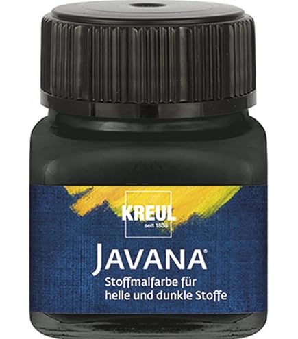 KREUL 90979 - Javana textielverf voor lichte en donkere stoffen, 20 ml glas ijsblauw, briljante verf op waterbasis, pastose karakter, voor stempelen en sjabloneren, na fixatie wasbestendig