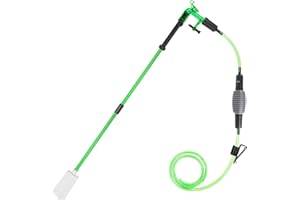 AQQA Aquarium Siphon Gravel Cleaner, 3 in 1 Fish Tank Syphon Pump Kit with Extendable Length and Fixed On Fish Tank, Manual Water Change and Sand Washing (AQ113-S)
