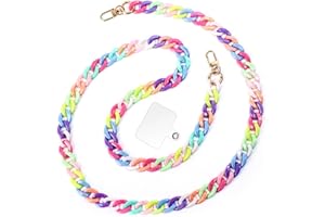 GRFIT Chaine Telephone Portable, Chaine de Telephone, 120cm Collier Telephone Portable, Chaine Telephone Sangle Telephone Cordon Téléphone, Tour de Cou Téléphone