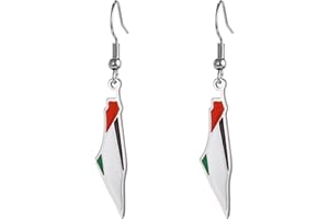 EUEAVAN Palestina Orecchini pendenti per donne Mappa della Palestina Stampa della bandiera del paese Orecchini Portali a casa ora Gioielli patriottici Regalo Judaica