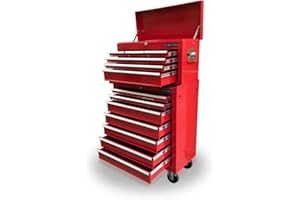 US PRO Mechanics Steel Chest Tool Box Roller Cabinet 13 Drawers … (red)