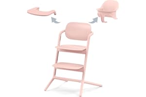CYBEX Gold LEMO Hochstuhl 3in1-Set, Mitwachsend, 6 Monate - 99 Jahre, Verwendbar ab Geburt durch separaten Gold Bouncer, Inkl. Baby-Set und Snack Tray, Buchenholz/Aluminium/Kunststoff, Pearl Pink