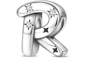 QIKAOLA S925 Letra de plata esterlina A-Z Abalorios para pulseras Pandora 26 alfabeto Abalorios para las mujeres regalo de joyería