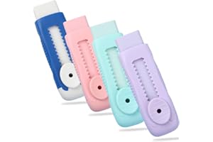 GVEYIQK Lot de 4 Gomme Rétractable, Gomme en Caoutchouc Push-Pull, gomme Kawaii Push Pull gomme créative dessin animé gommes, pour Les Étudiants Écrivant des Fournitures Scolaires De Bureau