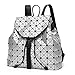 Produktbild OOFAY Schultertasche Für Frauen Geometrie Edge Gitter Rucksack PU Trend Student Bag,Silver