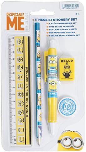 DESPICABLE ME MINION Children's Kid's 5 Piece Stationery Set School Essentials Back to School