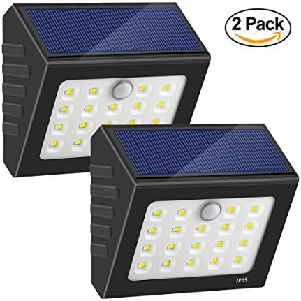 Ideasshop Solar Lights, 19 Led Solar Lights Motion Sensor Security Light, Waterproof Solar Powered Lights Wireless Security Outdoor Lights for Garden, Gate, Yard or Driverway (Black) Pack of 2