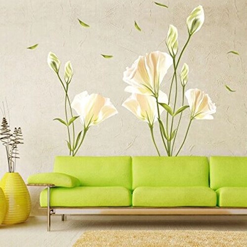 SMART LEGEND Wandsticker Wandtattoo Größe: 60cm*90cm Home Dekoration Aufkleber Wohnzimmer Zuhause Dekoration Lilie Blumen frisch