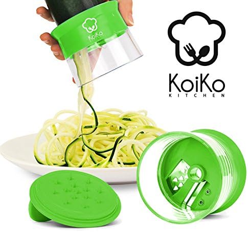 KoiKo Kitchen – Spiral Slicer | New | Handheld Spiral Slicer for spiralizing and peeling fruits and vegetables | For vegetable spaghetti, zucchini noodles, and healthy eating