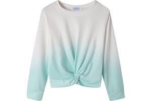 Arshiner Girl's Tie-dye Sweatshirt Casual Long Sleeve Top Twist Front Lightweight Sport Pullover Crop Sweatshirts for Girls