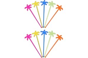 NUOBESTY agitateurs de Boissons en Plastique agitateurs à Cocktail de Palmiers tropicaux bâtons de bâtonnets Ensemble de 25 (Couleurs mélangées)