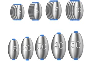 PREMJCROY 25PCS Mixed Fishing Weights - Small Carp Sinkers Metal Tackle for River Sea Saltwater Freshwater Mackerel