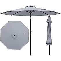 COSTWAY Windvaste stabiele parasol, 300 cm tuinparasol met zwengel, aan