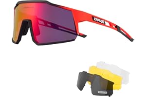 KAPVOE Polarized Cycling Glasses With 4 Interchangeable Lenses Tr90 Frame For Men Women Sports Sunglasses Mountain Bike Glasses MTB Bicycle Goggles Running