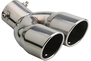 MOCNT Addensato Tubo di Scarico per Auto Acciaio Inossidabile Terminale di Scarico Silenziatore Punta di Scarico Coda Tubo di Scappamento Modificato Uscita Doppio Curva Argento