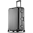 PYB Autograph -Premium Full Aluminium Hard Trolley Bags for Travel, Zipless Cabin Suitcase with TSA Lock, Noiseless 360° Rotating 8 Spinner Wheels, Compression Pads and Divider (Black), Cabin 20 inch