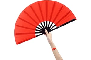 Amajiji Großer faltbarer Fächer, Chinease/japanischer faltbarer Nylon-Stoff-Handfächer, Damen-Handfächer, Handfächer, Geschenk, Fächer, Handwerk, Fächer, Fächer, Tanzfächer