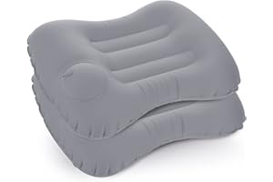 Idocolors 2X Almohadas Hinchables para Camping, Senderismo, Viajes Almohada de Playa Ultraligera y Portátil, con Borsa, Máscara y Tapones para los oídos