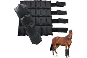 WORLD-BIO Horse Ice Boots (2pcs)/Horse Ice Pack for Injuries/Swelling, Horse Leg Ice Wraps with Flexible Straps for Horse Hock, Ankle, Knee, Legs&Horse Hooves,& Horse Gift Ideas for Horse Lovers-Black