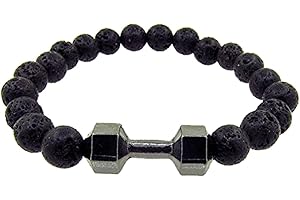 OUTLETISSIMO DP Design® - Pulsera de piedra volcánica dura con mancuerna de gimnasio, chakra UB01