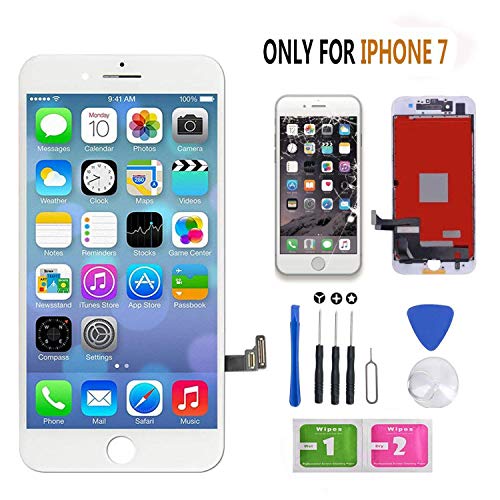 Fly-all Pantalla Táctil LCD para iPhone 7 4.7 Reemplazo Pantalla LCD Pantalla Táctil de Repuesto con Herramientas (Blanco)