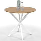 IDMarket - Alix Round Dining Table for 4 People Spider Leg Wood and White 80 cm