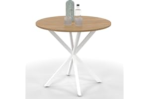 IDMarket - Table à Manger Ronde ALIX 2-4 personnes pied araignée Bois et Blanc 80 cm