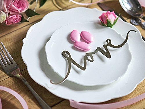 Streudeko / Tischdeko Schriftzug LOVE aus festem Karton in Silber zur Hochzeit - Inhalt 6 Stück