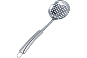 EUROHOME Schaumlöffel OLIVIA aus hochwertigem rostfreiem Edelstahl - Schaumkelle 35 cm mit ergonomischem Griff - Siebkelle mit praktischem Aufhänger - Spülmaschinengeeignete Schaumkelle