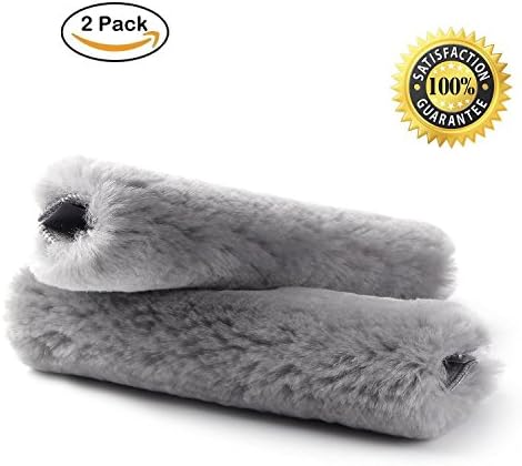 2pcs Authentic Sheepskin Auto Seat Belt Cover Shoulder Seatbelt Pad for Adults Youth Kids - Car, Truck, SUV, Airplane,Carmera Backpack Straps - Genuine High Density Soft Australian Wool