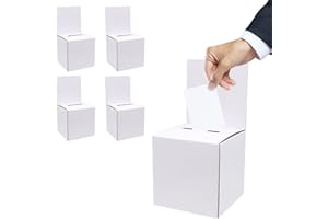 LTHERMELK 5 Stück Wahlurne Weiße Glänzende Kartonschachteln mit Schlitz Charity-Boxen Vorschlagsbox mit abnehmbarem Kopfteil Tombola Spendenboxen für Fundraising Sammeln Abstimmen
