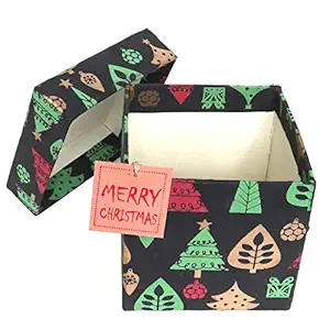 SURPRISE SOMEONE Empty Christmas Black Print Gift Box with Gift Tag (5x5x5)