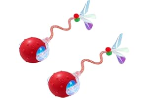 IUUWON Interactive Cat Toys Ball for Indoor, Automatic Moving Puppies Dog Toys, Rolling Motion Activate 360° Smart Automatic Rolling Pet Ball (2pc Red)