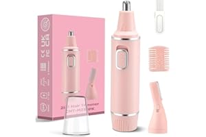NUMIFUN Tondeuse Nez, Professionnel Tondeuse Nez Oreilles,Professionnelle 2-en-1 Tondeuse Nez Homme，Sans Douleur Multifonction pour Nez, Oreilles, Sourcils, Corps,Design Lavable et étanche Ipx7, Rose