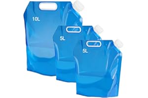 BKJJ Tanica Acqua Pieghevole Contenitore, 3 Pezzi Acqua Potabile Pieghevole Portatile, Contenitore per Acqua Pieghevole, per Campeggio, Viaggi, Escursioni, Pesca, 10L+5L, Blu