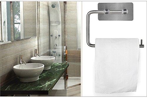 ViZe Papierrollenhalter Selbstklebend Toilette WC Edelstahl Küchenrollenhalter Wand 3M Selbstklebender 304 Edelstahl Toilettenpapierhalter Rollenhalter für Badezimmer ohne Bohren - 7