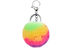 Xsclpomddy Pom Pom Keychain Artificial Fur Soft Ball Keychains Fluffy Keyring Tote Pendant Car Bag Charm