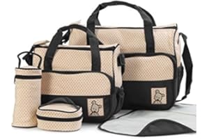 XDAILUYYDS Baby Wickelumhängetaschen, 5-Teilige Wasserdichte Mama Tasche, Multifunktions-Wickeltasche mit großer Kapazität, Babytasche, Reisewindeltasche