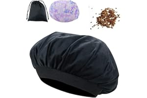 Locisne Removable Flaxseed Deep Conditioning Heat Cap Microwavable Steam Heated Hat Cap for Regular Deep Damaged Hair Conditioners Hydrate Moisturize Condition Treatment