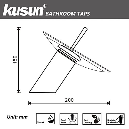Kusun® Moderne Armaturen Badezimmer Waschbecken Armaturen Luxus Chrom Finish Armaturen mit Glas-Wasserfall-Auslauf mit Messing Wasserhahn Körper und Keramik Kartusche (Warmes und kaltes Wasser Alternative) KT026M - 2