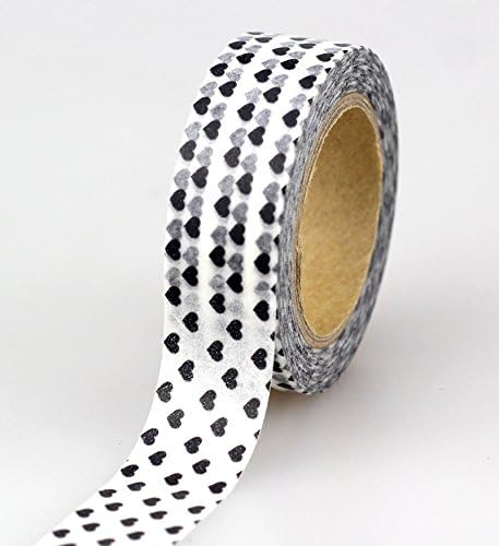 WRITIME 1.5cm x 10m Black and White Adhesive Tape Japanese Washi Tape Decorative Tape DIY Scrapbook Paper Photo Album Masking Tape Set,17