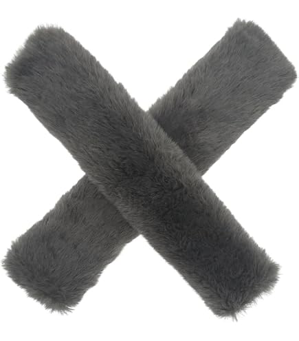 Coussinets Ceinture De Sécurité Fausse Fourrure De Lapin Gris - Lot De 2, Confort Et Protection