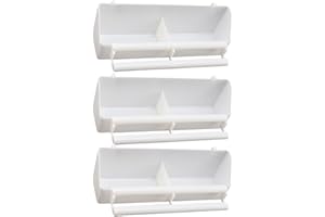 HIXNUG 3Pcs Bird Cage Feeder Food Dispensers Plastic Bird Food Bowl with Standing Rods and Compartment for Small Birds Pigeons