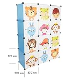 VENKON – Kinderzimmer Steckschrank DYI Steckregal System Regalschrank: 12-Module-Set, blau - 3