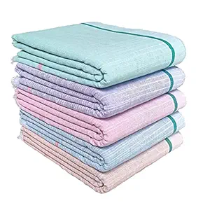 Mk weaves 100% Cotton Towel Gamcha (300 GSM /31x66 Inches) for Men & Women Skin Friendly Shrink Proof Pack of 5