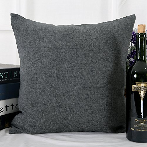 Deconovo 4er Pack Leinenkissenbezug Kissenhülle Kissenbezug 40×40 cm Dunkelgrau - 6