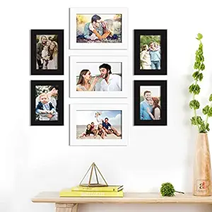 Art Street Wall Photo Picture Frame for Home Decor with Hanging Accessories (Size-4x6, 5x7 inches, Black and White), Set of 7 (ASPWT22549)